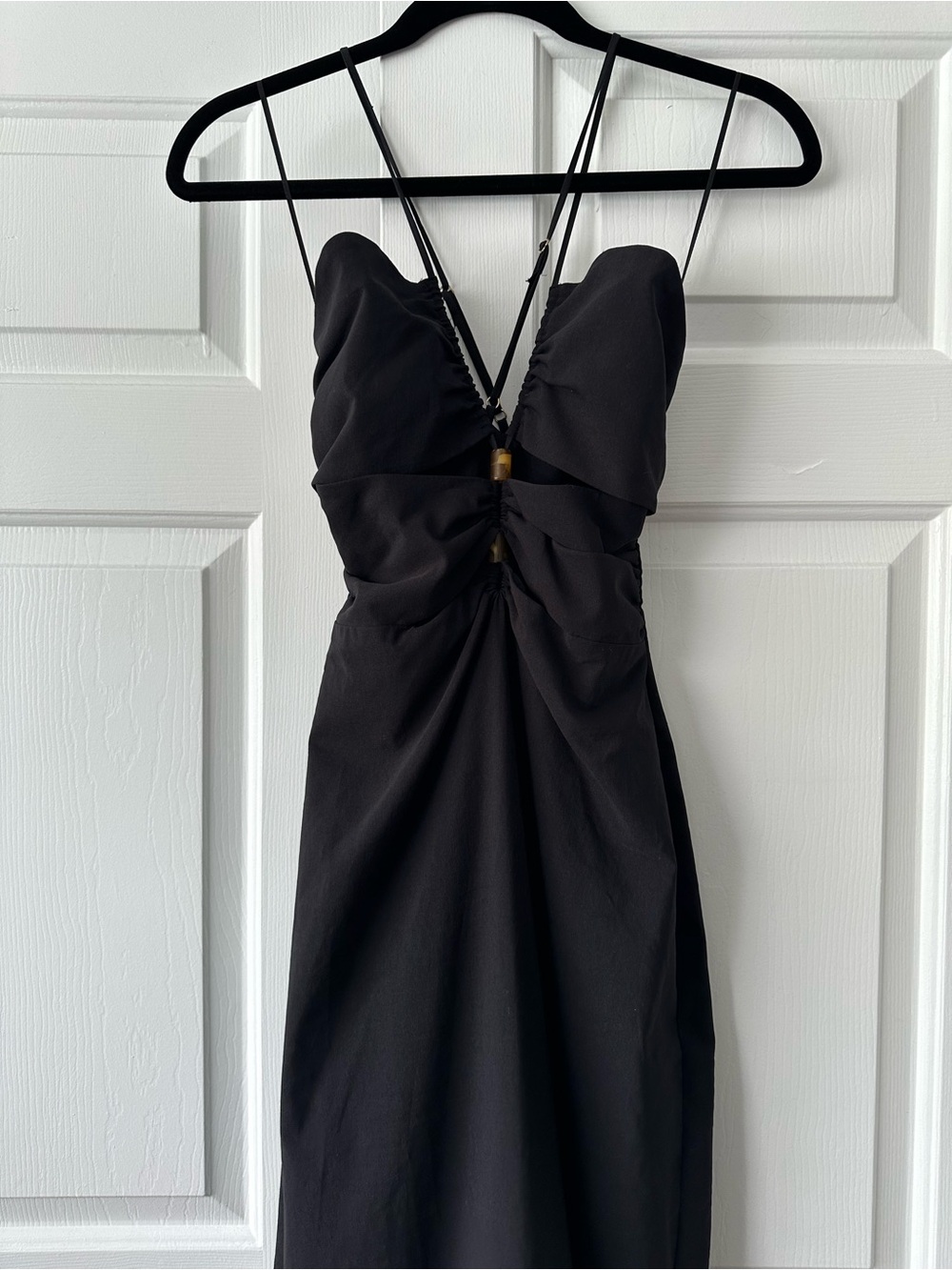 Zara Black Midi Dress with Beaded Front Detail